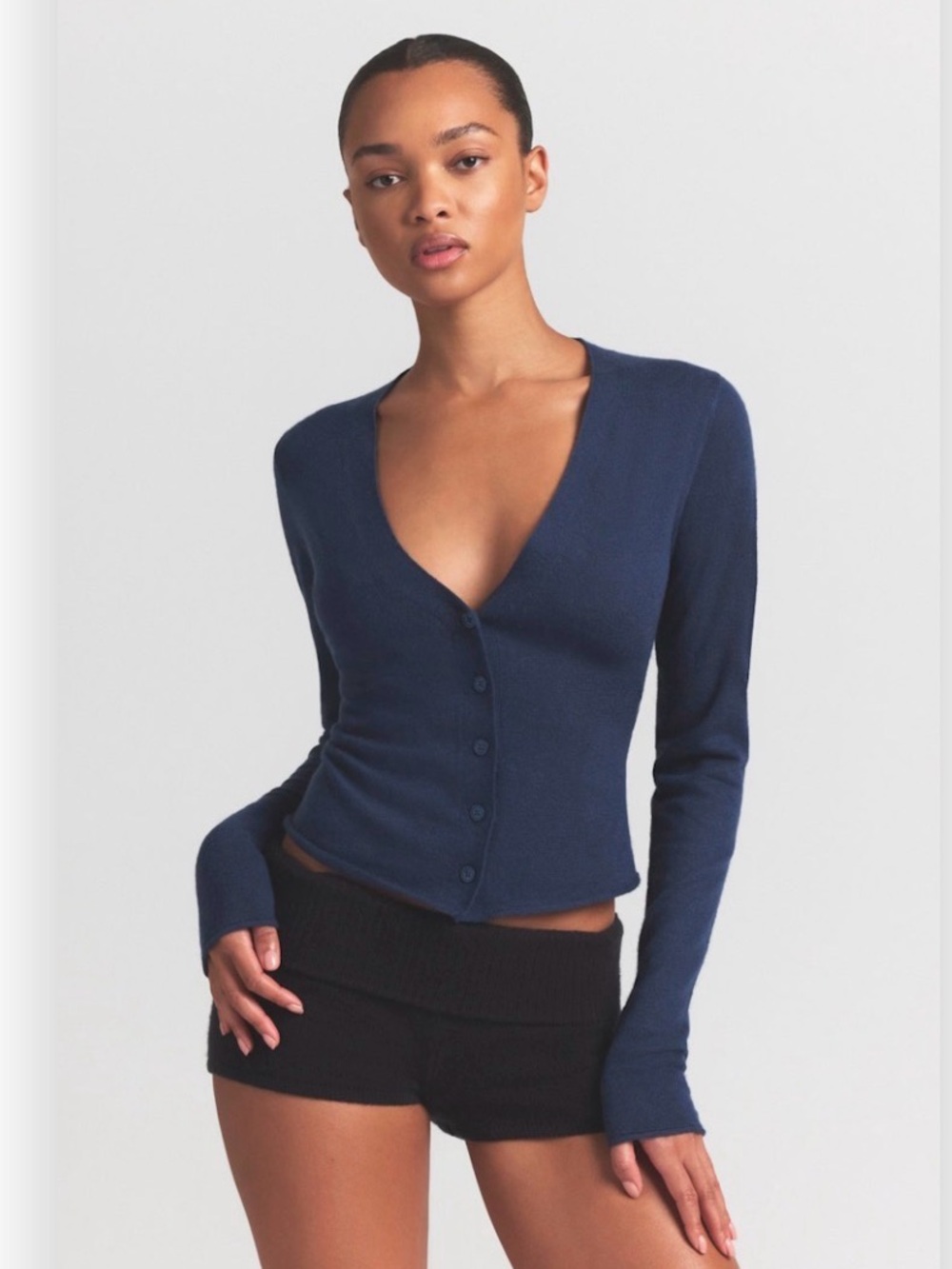 NWT Skims Featherweight Cashmere Cardigan Top Sweater Indigo
